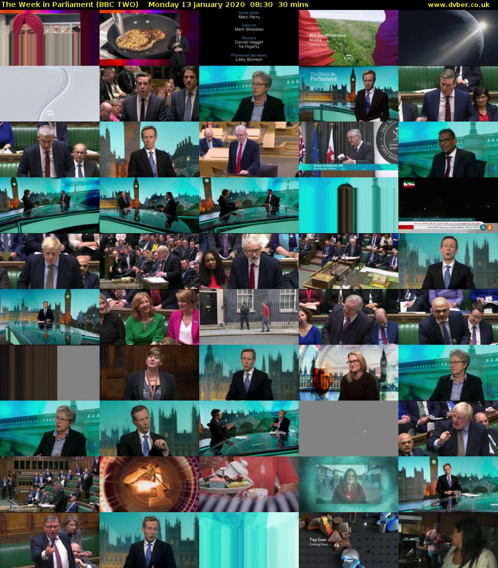 The Week in Parliament (BBC TWO) Monday 13 January 2020 08:30 - 09:00