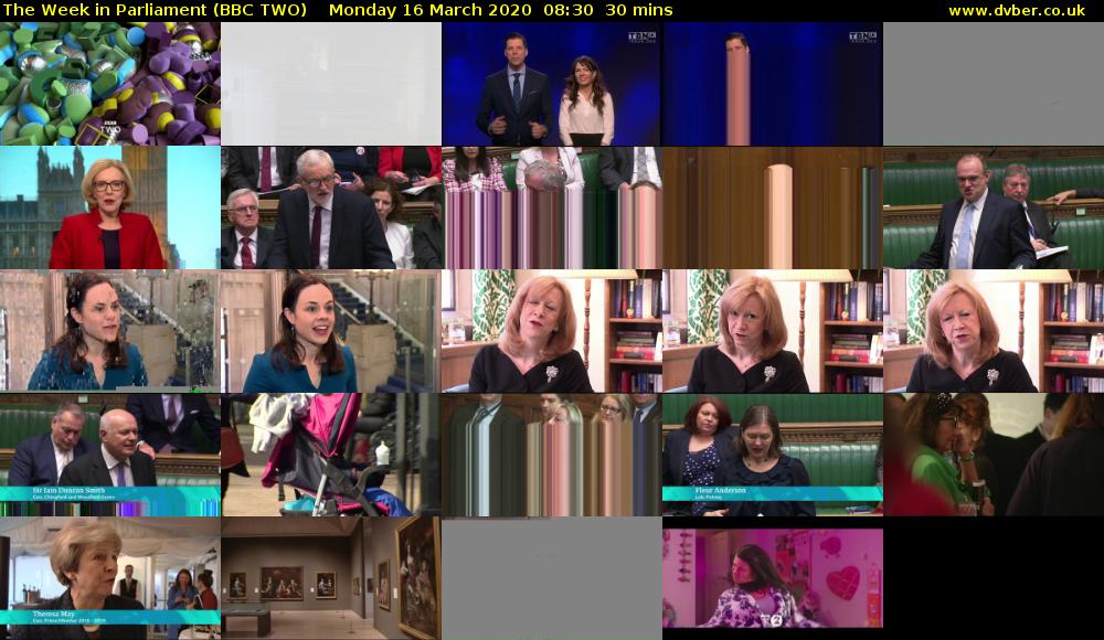 The Week in Parliament (BBC TWO) Monday 16 March 2020 08:30 - 09:00