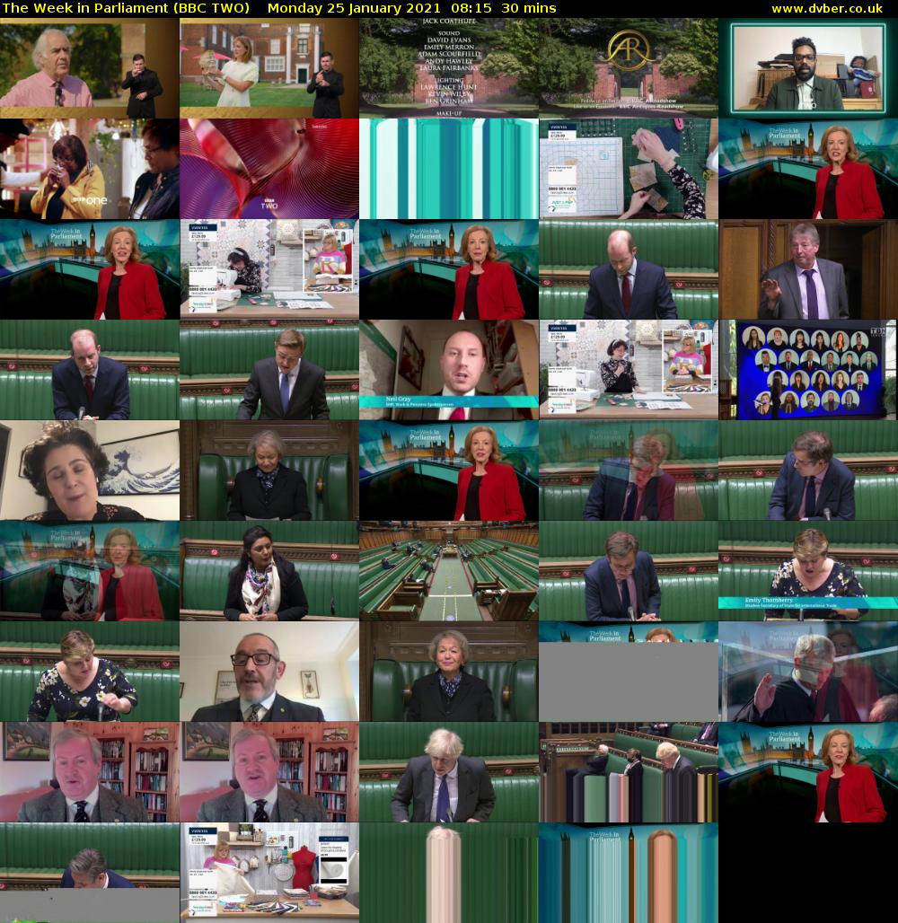 The Week in Parliament (BBC TWO) Monday 25 January 2021 08:15 - 08:45