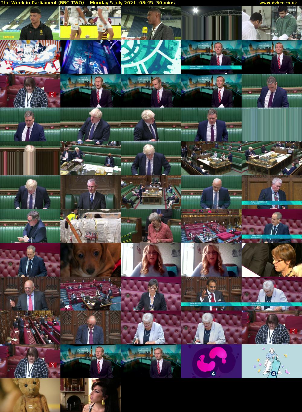 The Week in Parliament (BBC TWO) Monday 5 July 2021 08:45 - 09:15