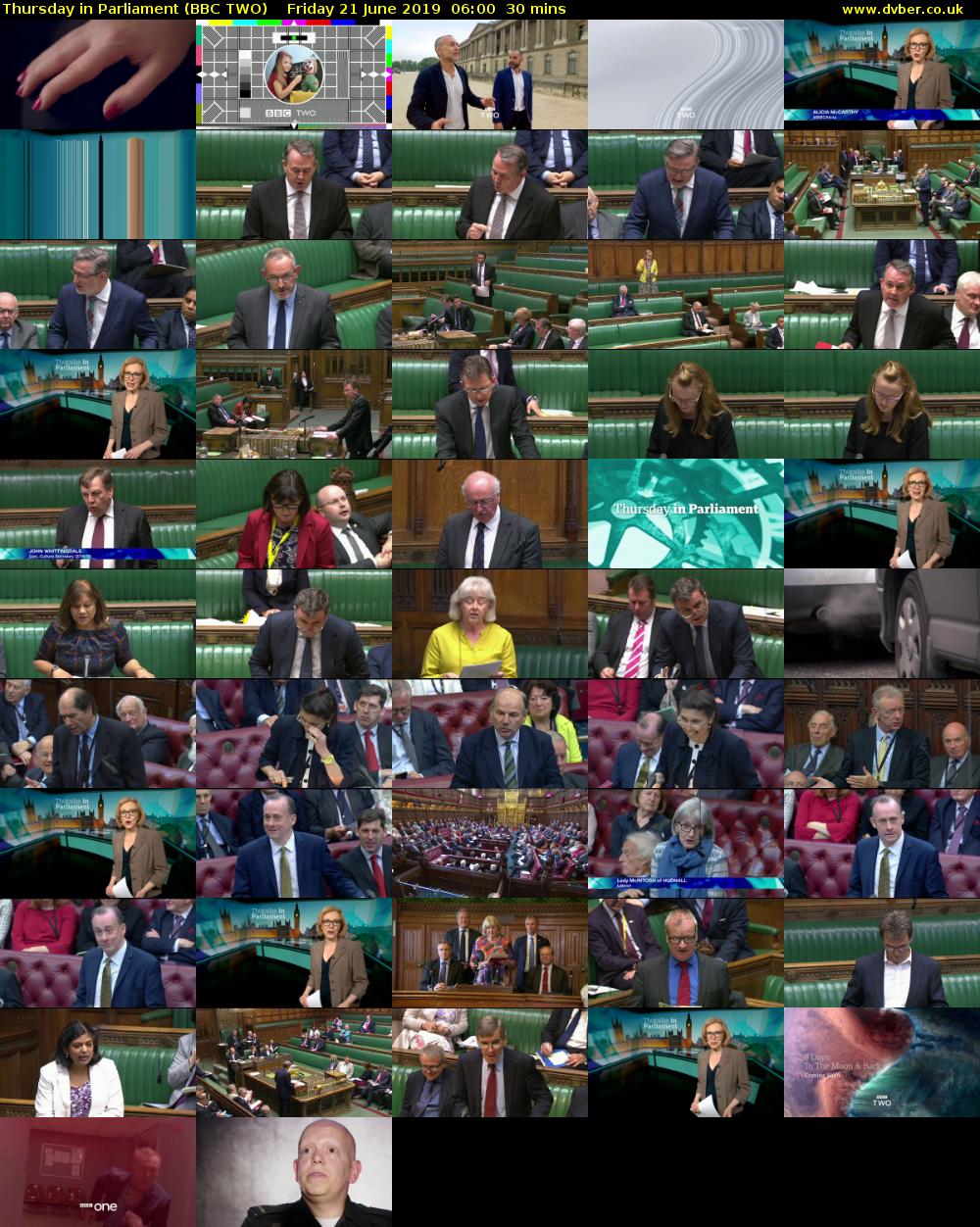 Thursday in Parliament (BBC TWO) Friday 21 June 2019 06:00 - 06:30