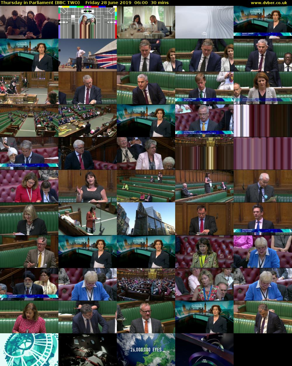 Thursday in Parliament (BBC TWO) Friday 28 June 2019 06:00 - 06:30