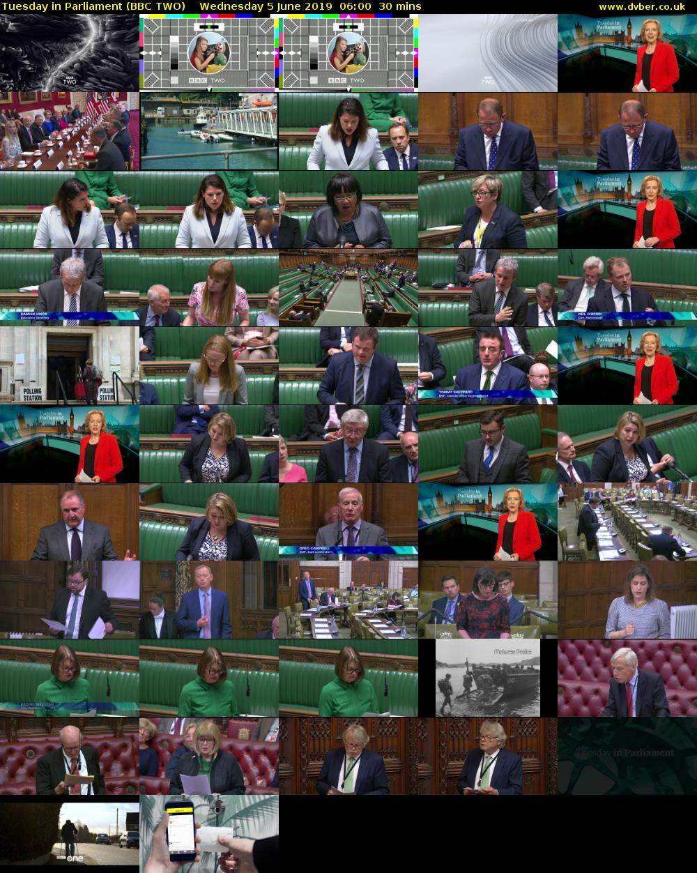 Tuesday in Parliament (BBC TWO) Wednesday 5 June 2019 06:00 - 06:30