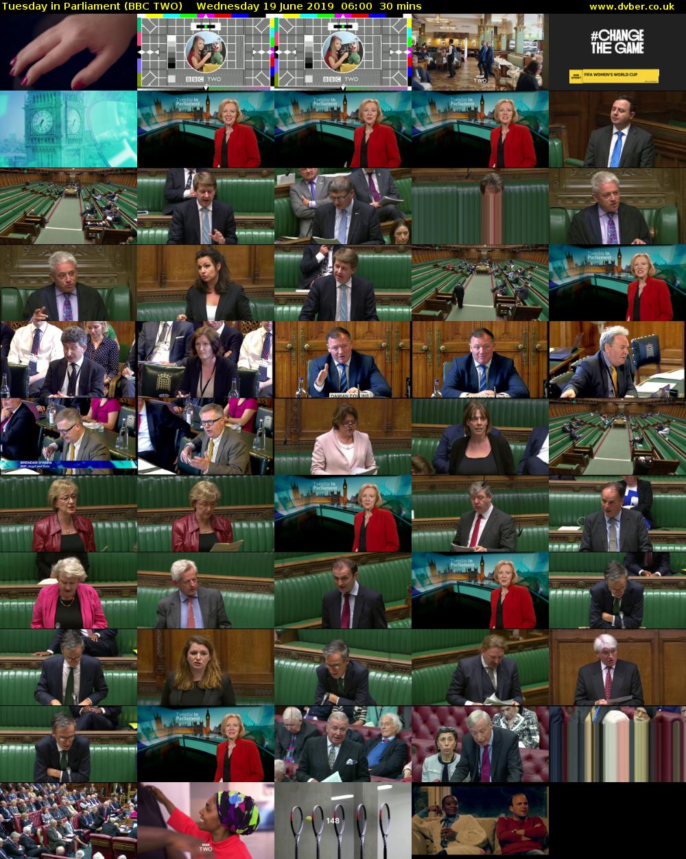 Tuesday in Parliament (BBC TWO) Wednesday 19 June 2019 06:00 - 06:30