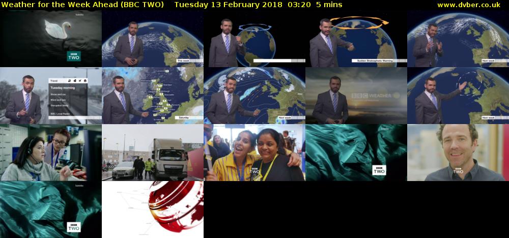 Weather for the Week Ahead (BBC TWO) Tuesday 13 February 2018 03:20 - 03:25