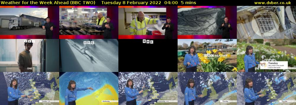 Weather for the Week Ahead (BBC TWO) Tuesday 8 February 2022 04:00 - 04:05