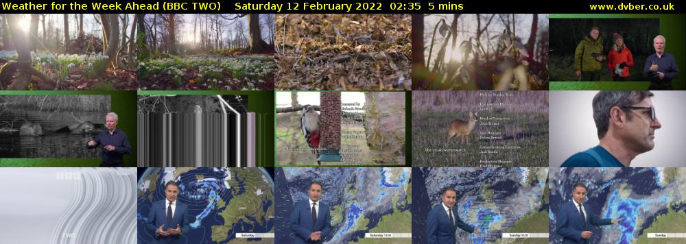 Weather for the Week Ahead (BBC TWO) Saturday 12 February 2022 02:35 - 02:40