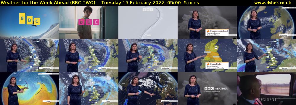 Weather for the Week Ahead (BBC TWO) Tuesday 15 February 2022 05:00 - 05:05