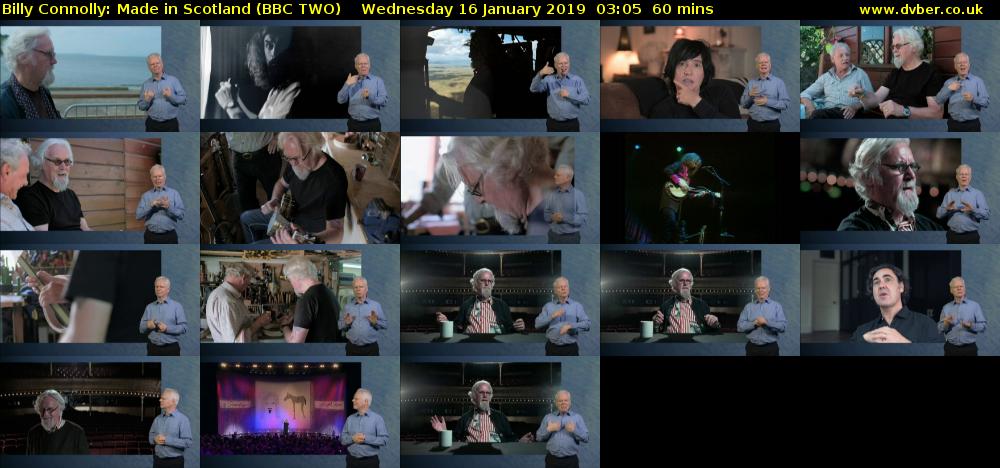 Billy Connolly: Made in Scotland (BBC TWO) Wednesday 16 January 2019 03:05 - 04:05