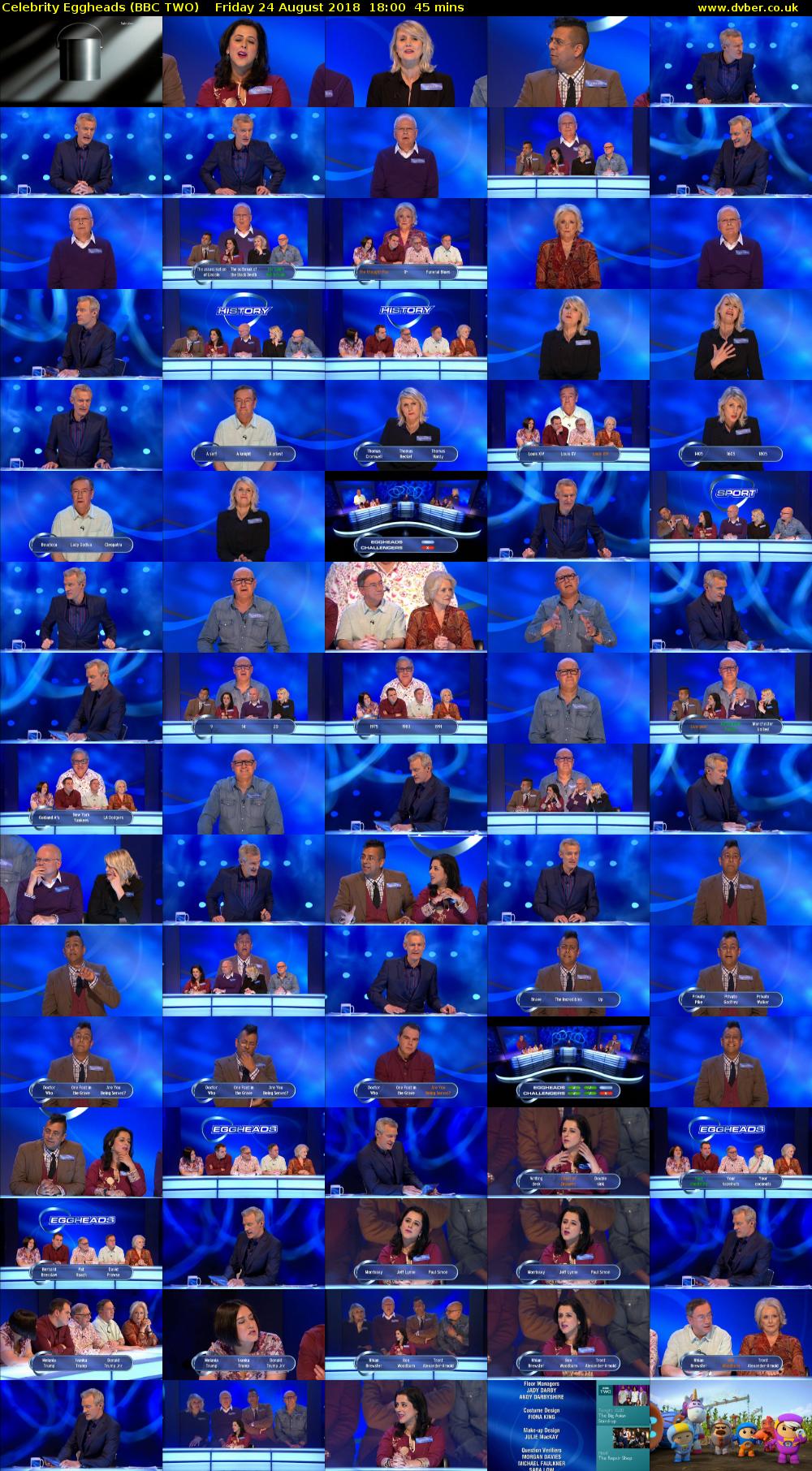 Celebrity Eggheads (BBC TWO) Friday 24 August 2018 18:00 - 18:45