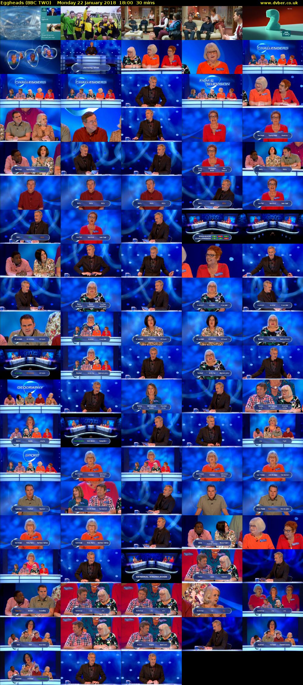 Eggheads (BBC TWO) Monday 22 January 2018 18:00 - 18:30