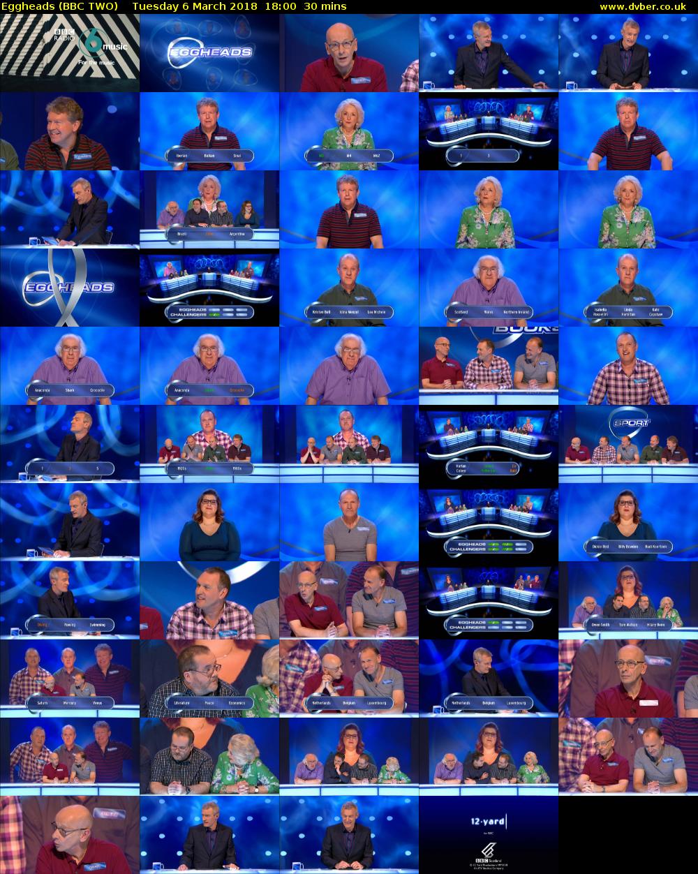 Eggheads (BBC TWO) Tuesday 6 March 2018 18:00 - 18:30