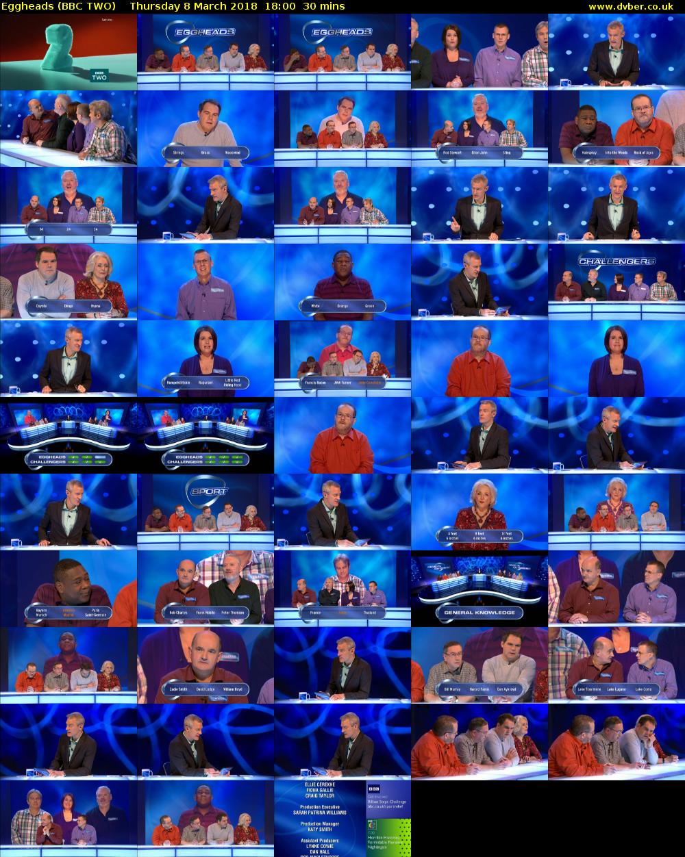 Eggheads (BBC TWO) Thursday 8 March 2018 18:00 - 18:30