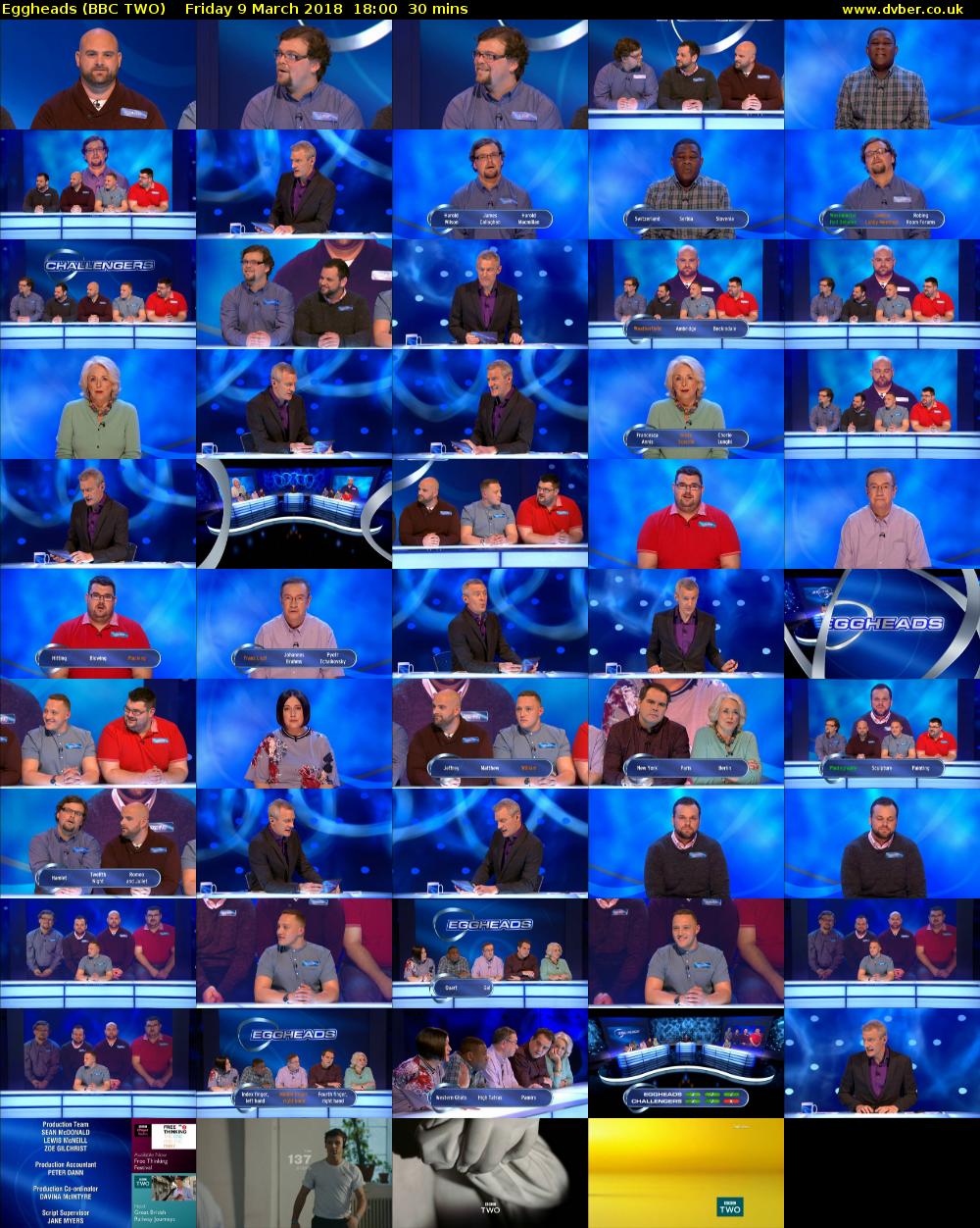 Eggheads (BBC TWO) Friday 9 March 2018 18:00 - 18:30