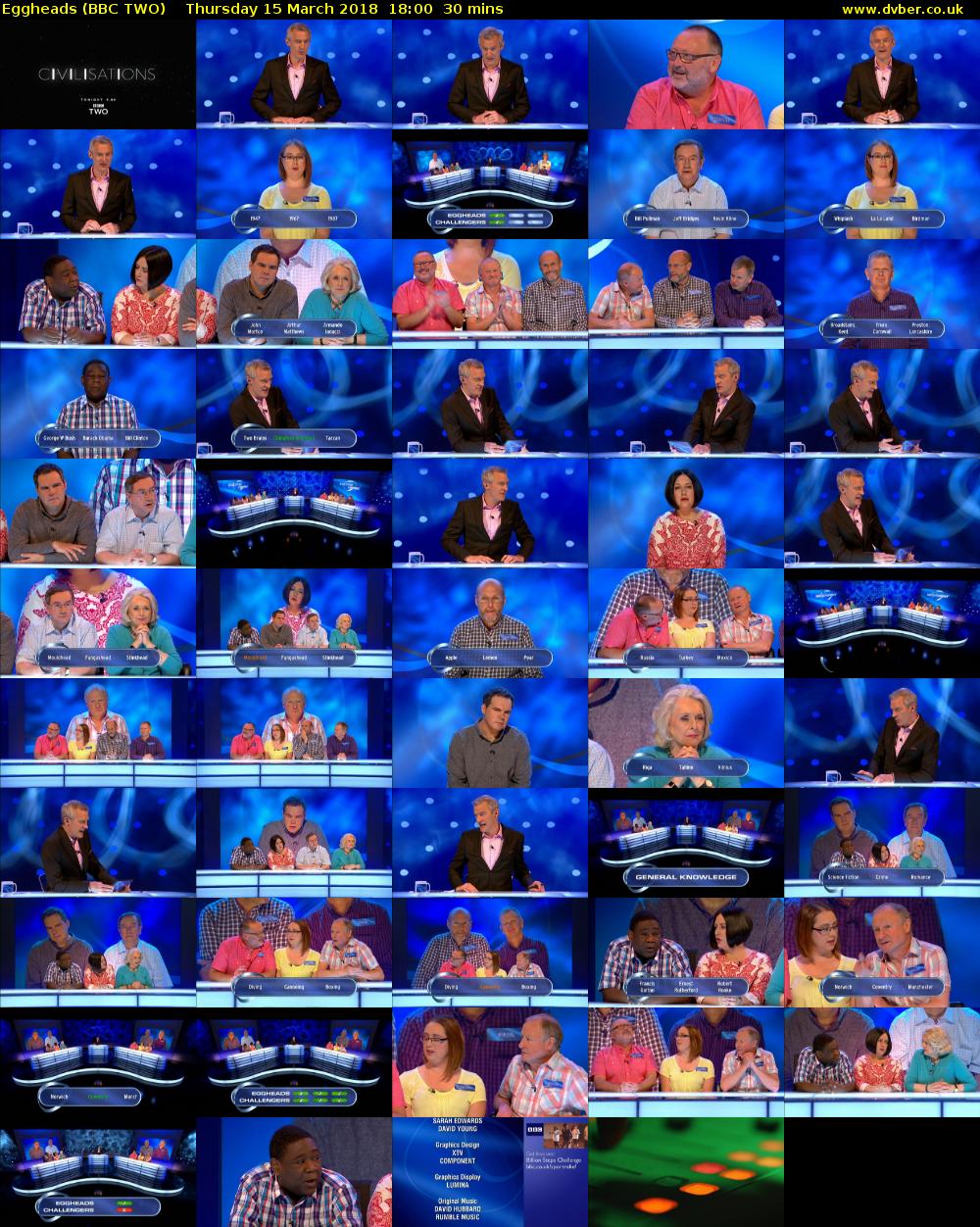 Eggheads (BBC TWO) Thursday 15 March 2018 18:00 - 18:30