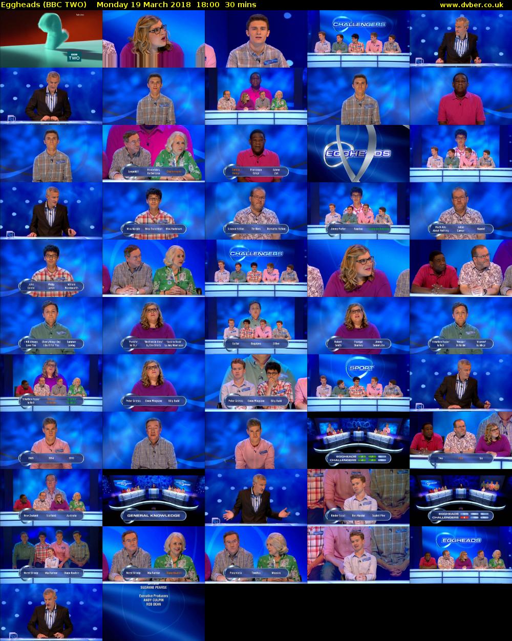 Eggheads (BBC TWO) Monday 19 March 2018 18:00 - 18:30