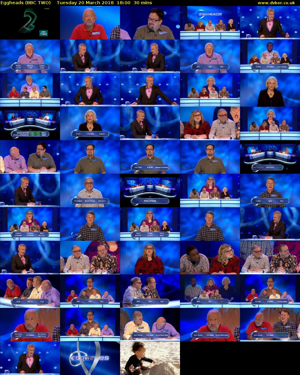 Eggheads (BBC TWO) Tuesday 20 March 2018 18:00 - 18:30