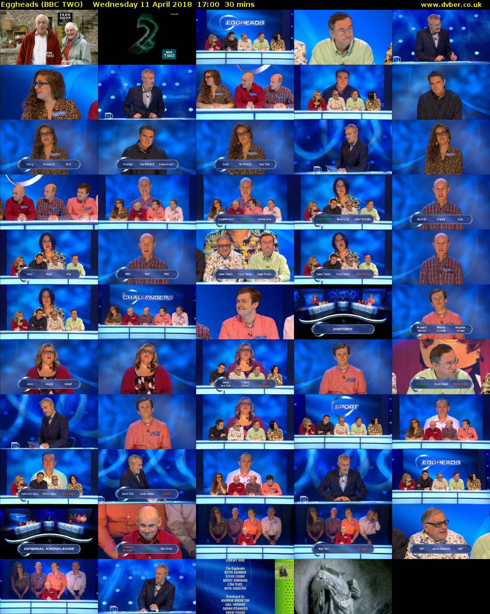Eggheads (BBC TWO) Wednesday 11 April 2018 18:00 - 18:30