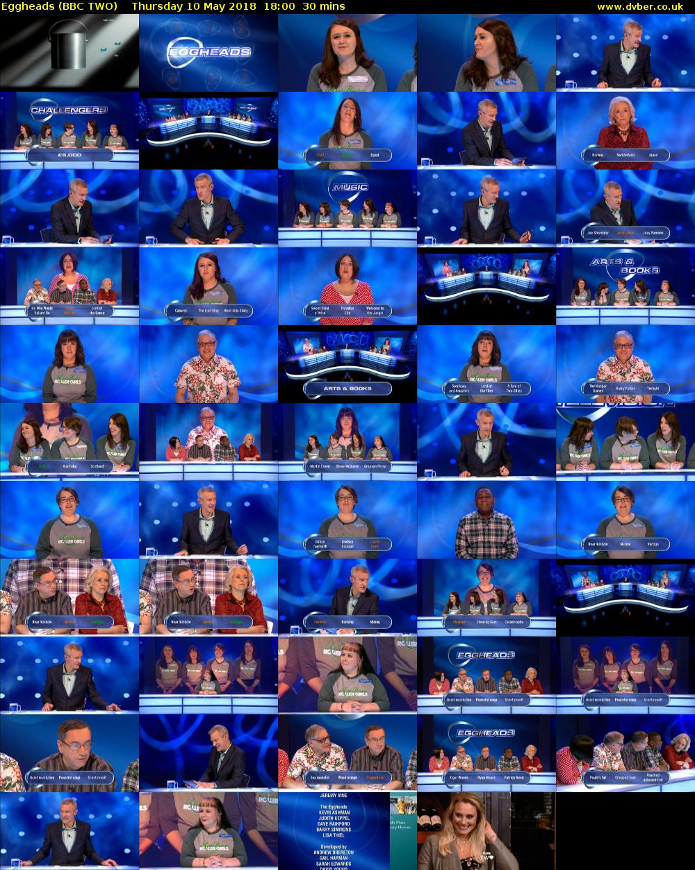 Eggheads (BBC TWO) Thursday 10 May 2018 18:00 - 18:30