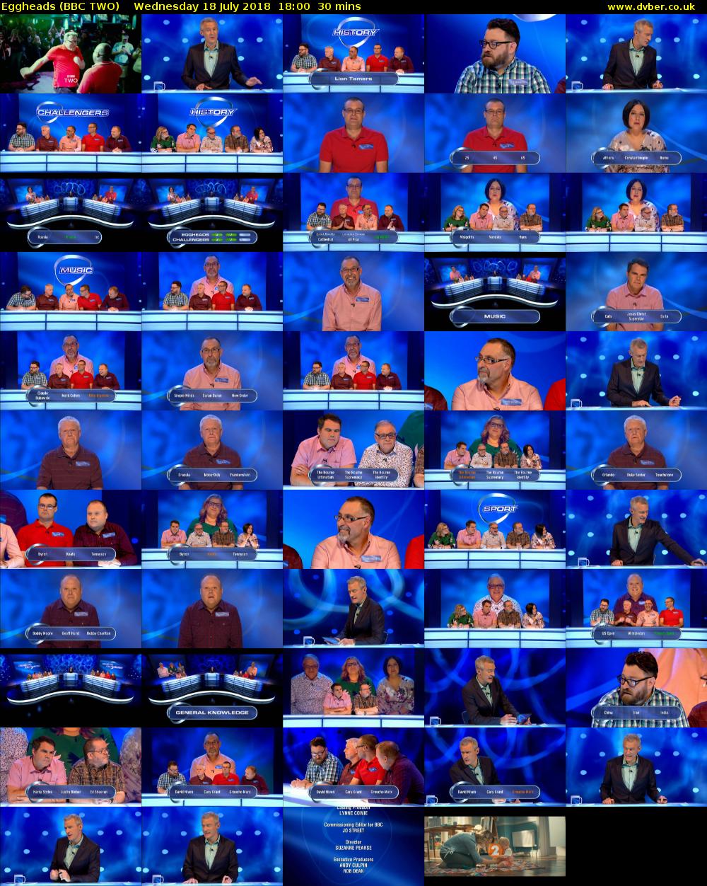 Eggheads (BBC TWO) Wednesday 18 July 2018 18:00 - 18:30