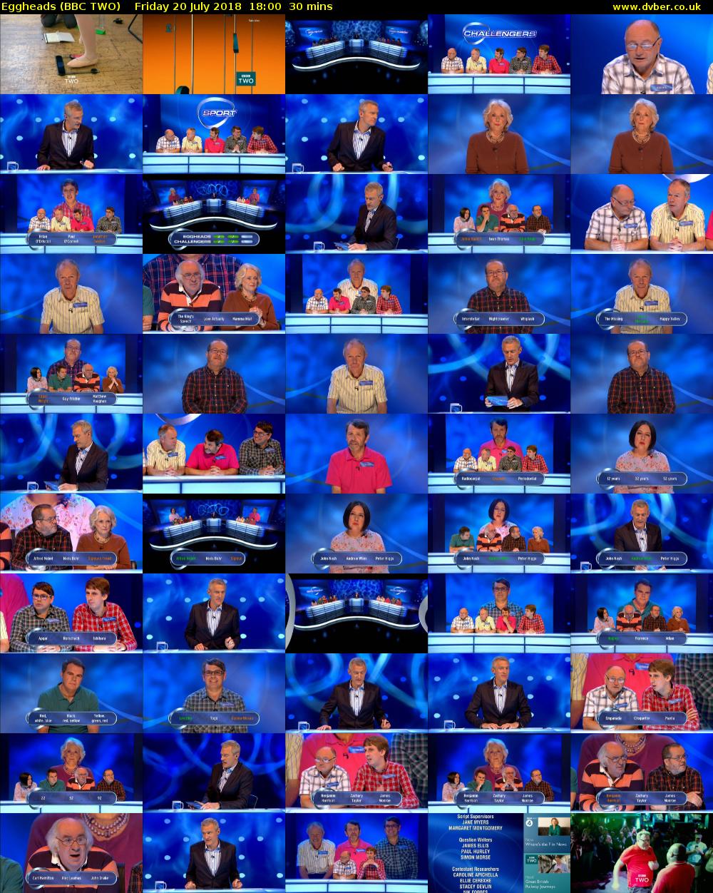 Eggheads (BBC TWO) Friday 20 July 2018 18:00 - 18:30