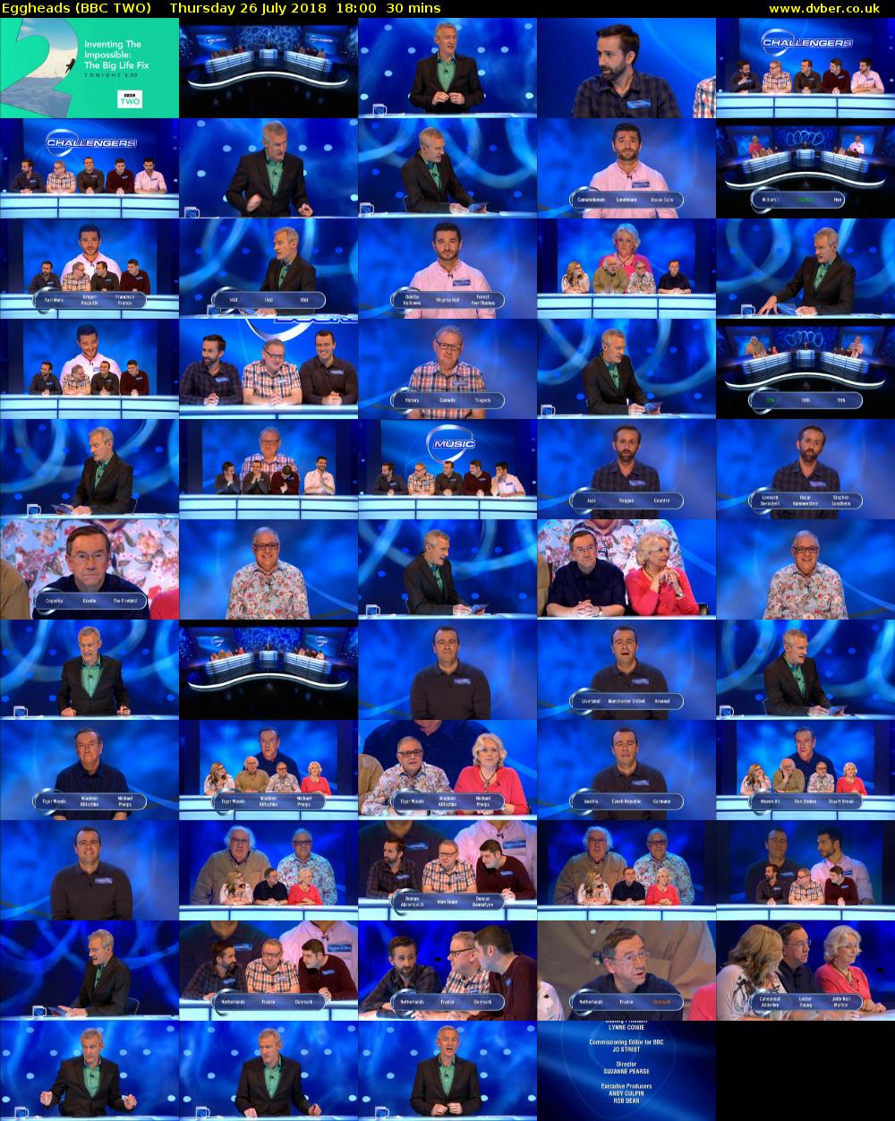 Eggheads (BBC TWO) Thursday 26 July 2018 18:00 - 18:30