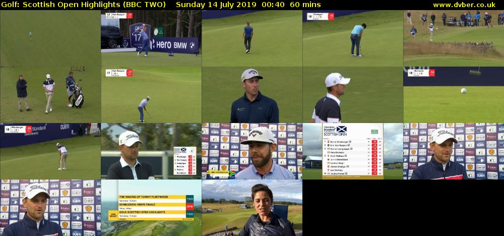 Golf: Scottish Open Highlights (BBC TWO) Sunday 14 July 2019 00:40 - 01:40