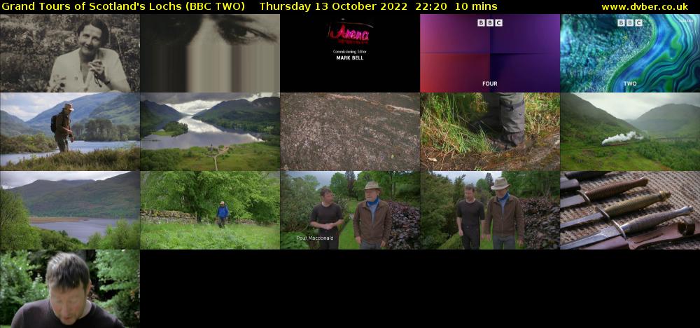 Grand Tours of Scotland's Lochs (BBC TWO) Thursday 13 October 2022 22:20 - 22:30