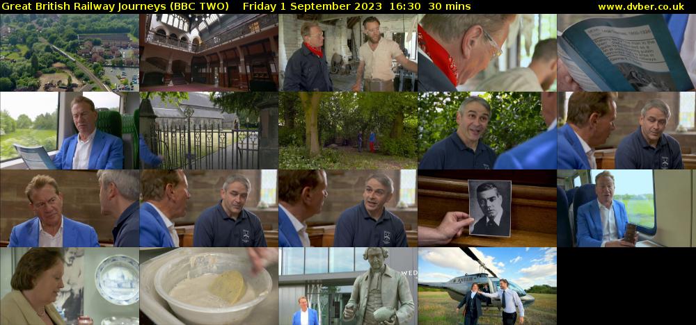Great British Railway Journeys (BBC TWO) Friday 1 September 2023 16:30 - 17:00