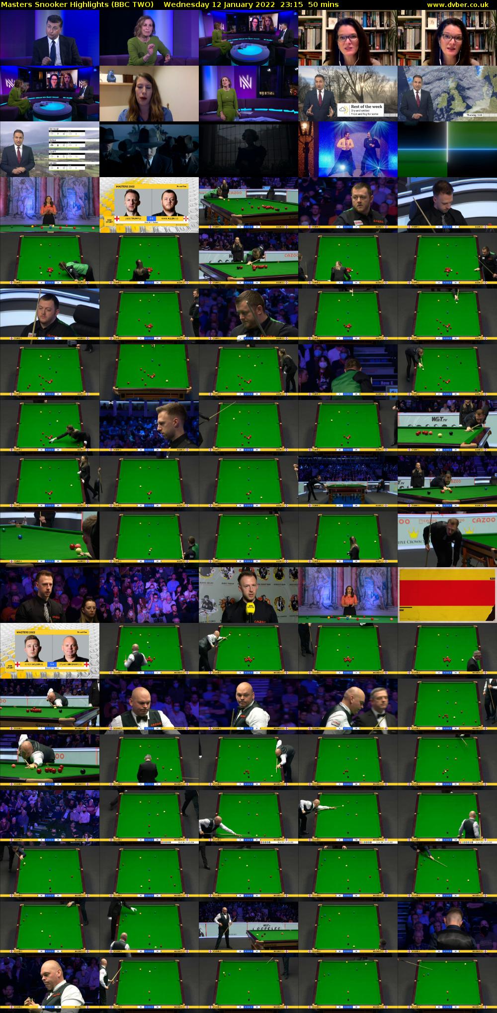 Masters Snooker Highlights (BBC TWO) Wednesday 12 January 2022 23:15 - 00:05