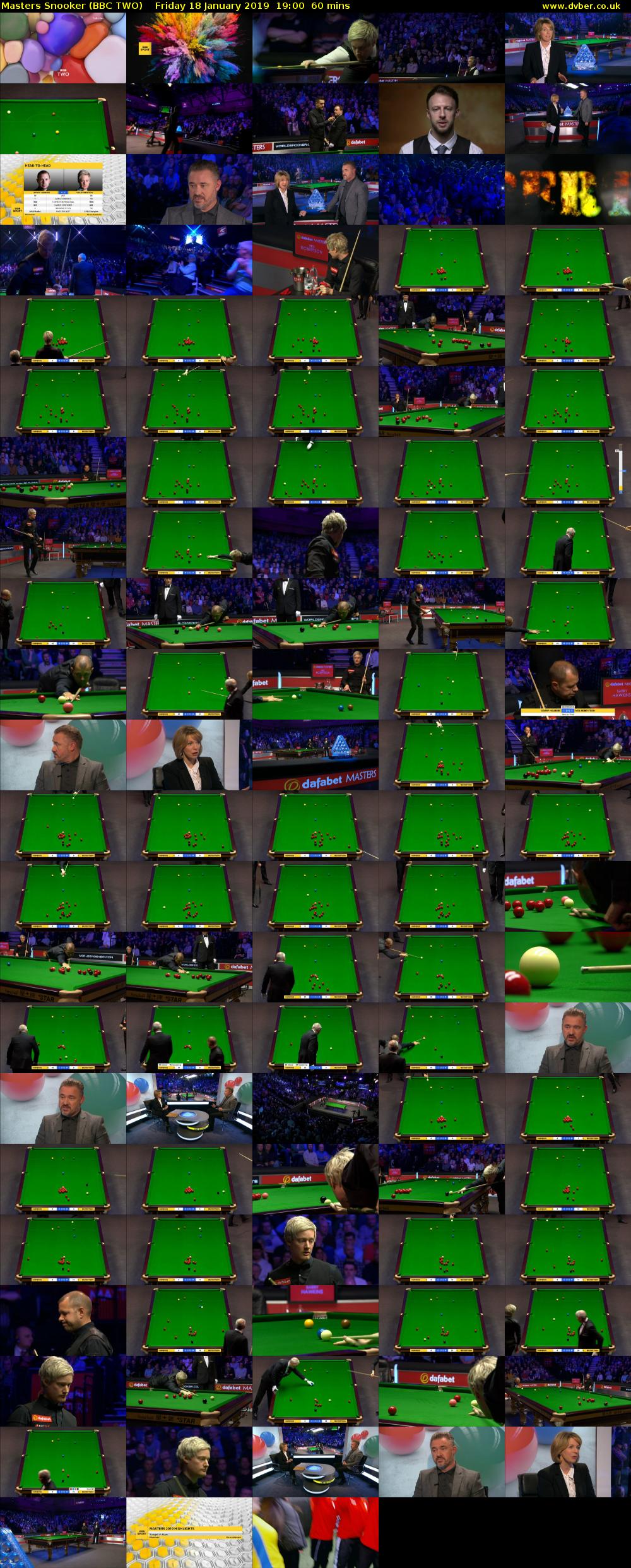 Masters Snooker (BBC TWO) Friday 18 January 2019 19:00 - 20:00