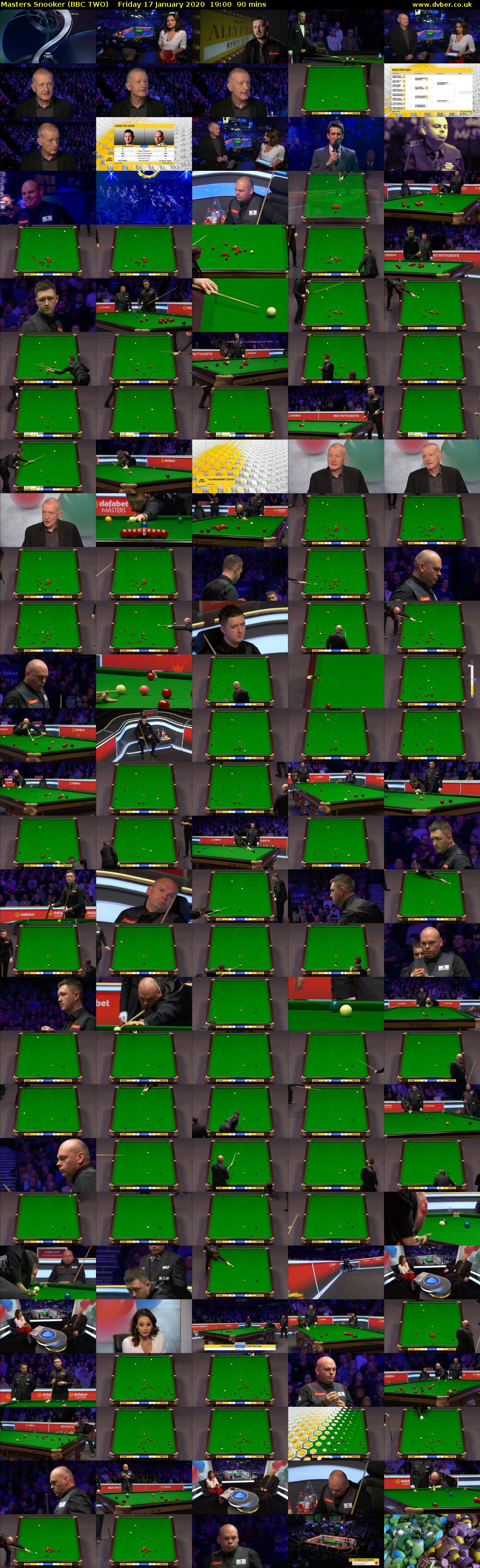 Masters Snooker (BBC TWO) Friday 17 January 2020 19:00 - 20:30