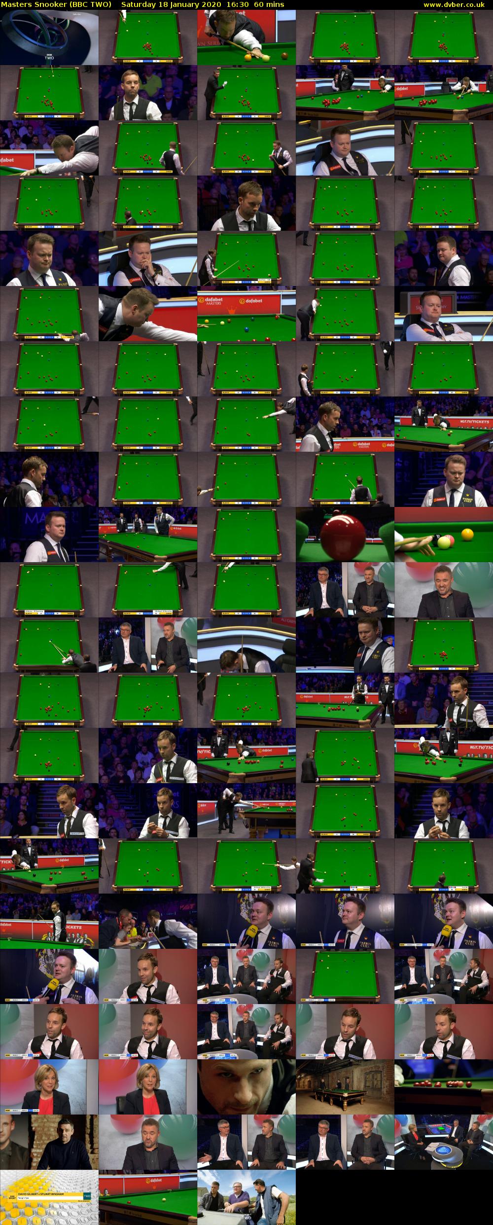 Masters Snooker (BBC TWO) Saturday 18 January 2020 16:30 - 17:30