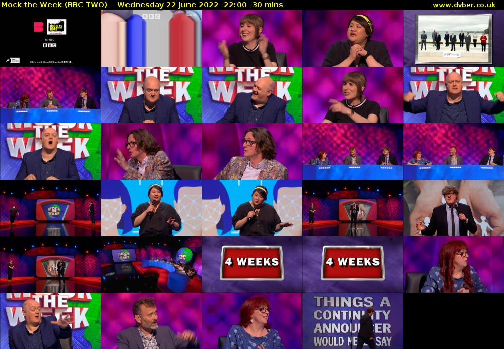 Mock the Week (BBC TWO) Wednesday 22 June 2022 22:00 - 22:30