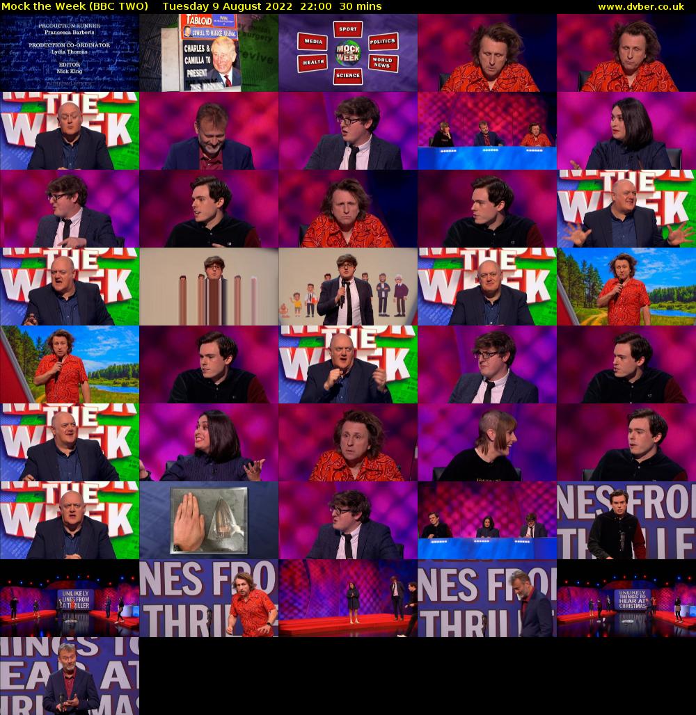 Mock the Week (BBC TWO) Tuesday 9 August 2022 22:00 - 22:30