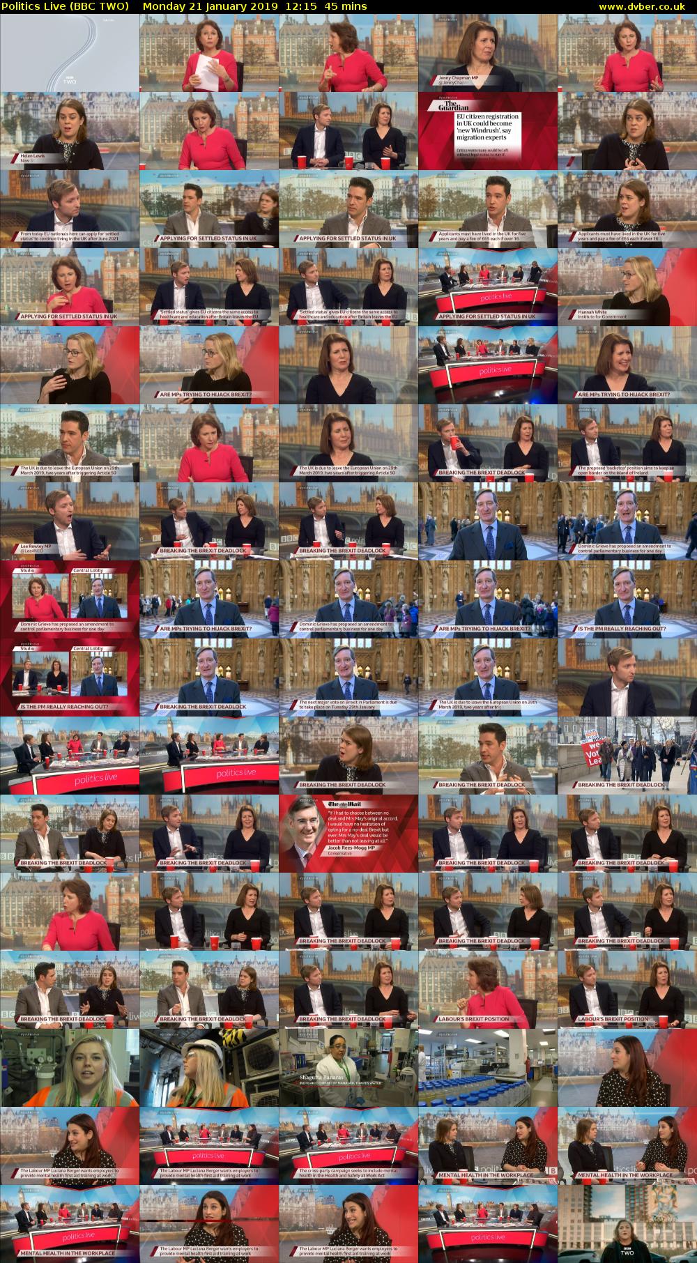 Politics Live (BBC TWO) Monday 21 January 2019 12:15 - 13:00