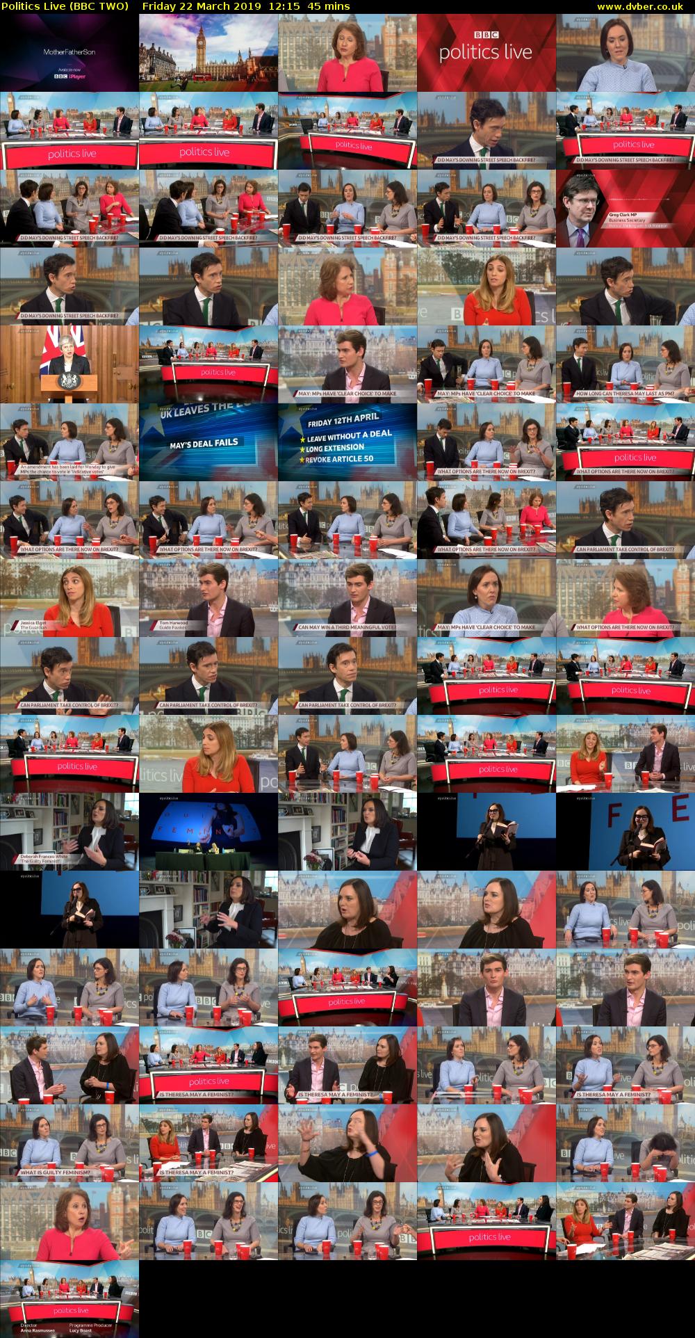 Politics Live (BBC TWO) Friday 22 March 2019 12:15 - 13:00