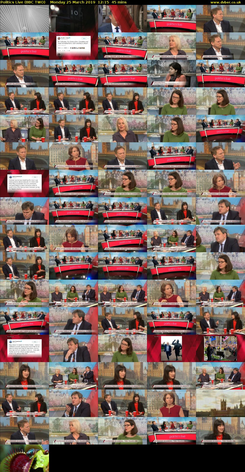 Politics Live (BBC TWO) Monday 25 March 2019 12:15 - 13:00