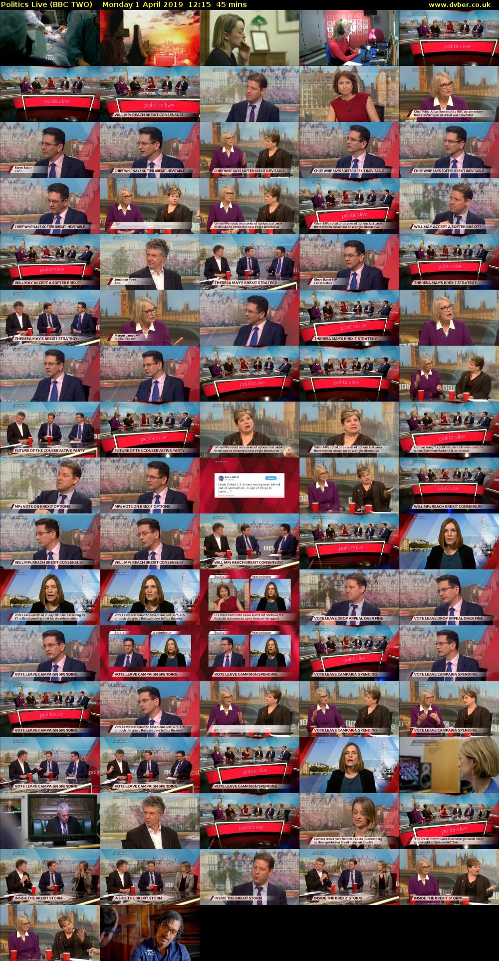Politics Live (BBC TWO) Monday 1 April 2019 12:15 - 13:00