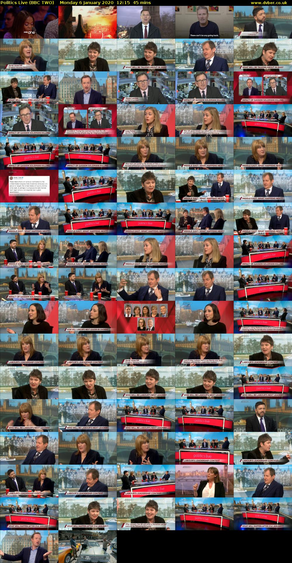 Politics Live (BBC TWO) Monday 6 January 2020 12:15 - 13:00