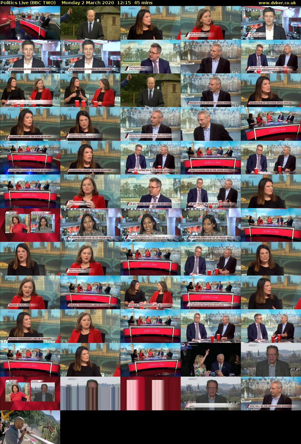 Politics Live (BBC TWO) Monday 2 March 2020 12:15 - 13:00