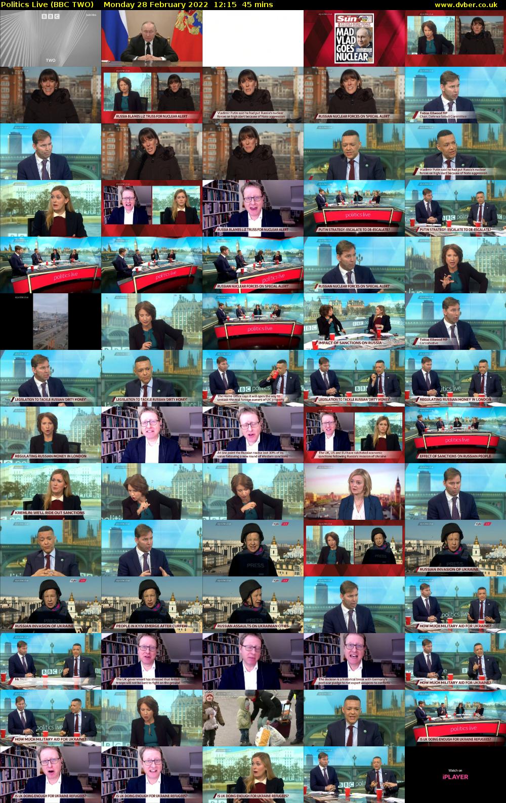 Politics Live (BBC TWO) Monday 28 February 2022 12:15 - 13:00