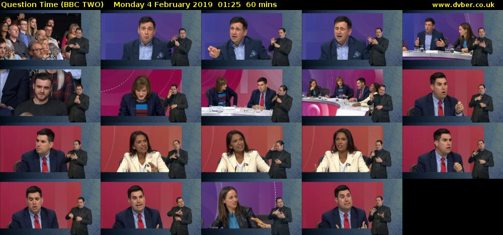 Question Time (BBC TWO) Monday 4 February 2019 01:25 - 02:25
