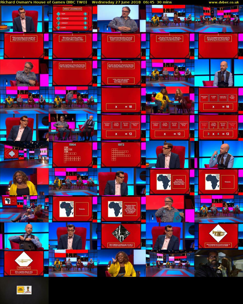 Richard Osman's House of Games (BBC TWO) Wednesday 27 June 2018 06:45 - 07:15