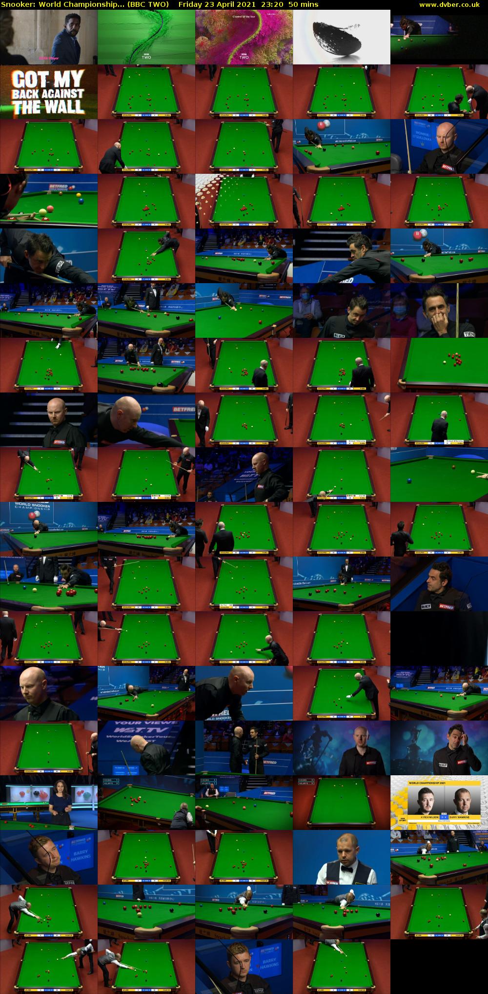 Snooker: World Championship... (BBC TWO) Friday 23 April 2021 23:20 - 00:10