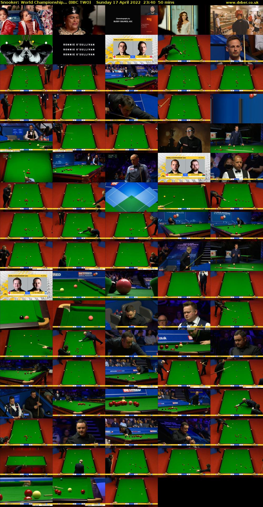 Snooker: World Championship... (BBC TWO) Sunday 17 April 2022 23:40 - 00:30