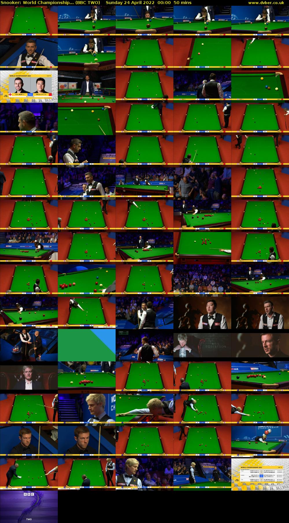 Snooker: World Championship... (BBC TWO) Sunday 24 April 2022 00:00 - 00:50