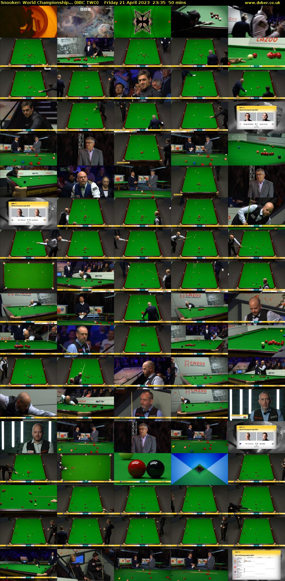 Snooker: World Championship... (BBC TWO) Friday 21 April 2023 23:35 - 00:25