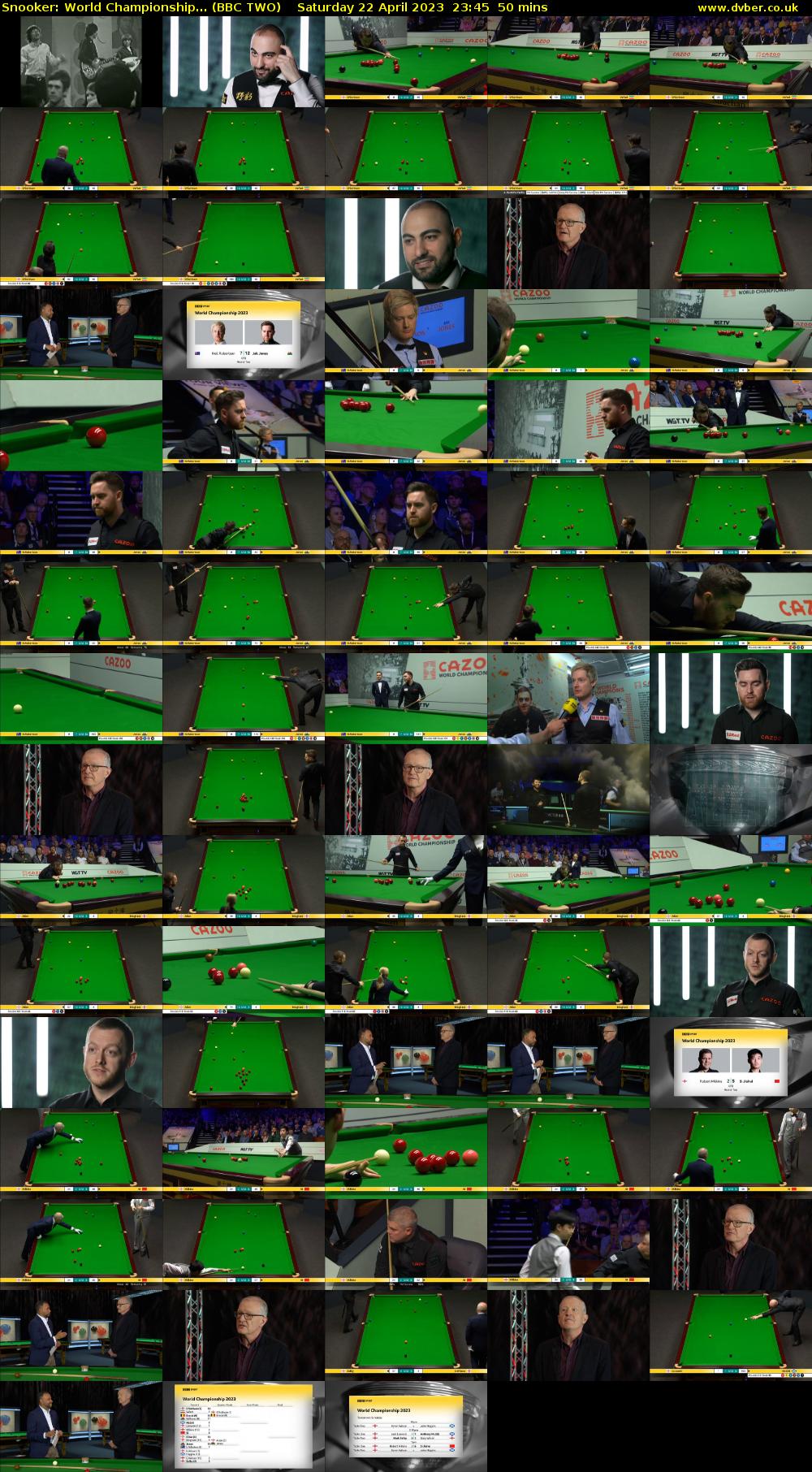 Snooker: World Championship... (BBC TWO) Saturday 22 April 2023 23:45 - 00:35