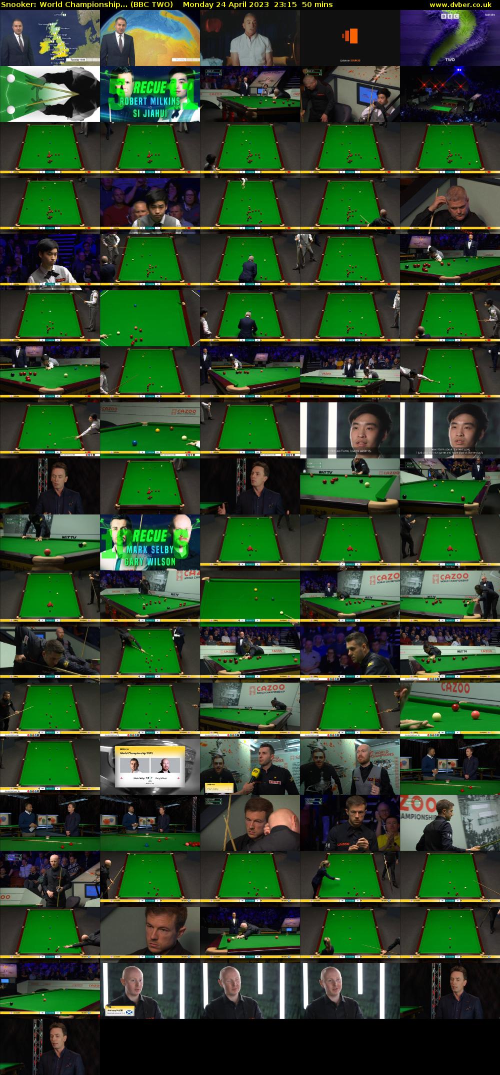 Snooker: World Championship... (BBC TWO) Monday 24 April 2023 23:15 - 00:05